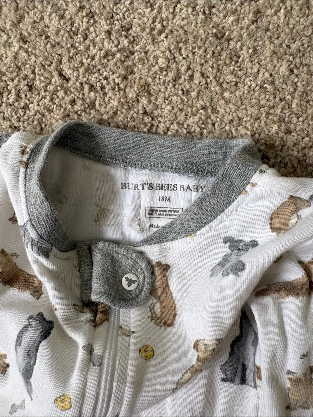 Burt’s Bees Baby Set Of 2 Footie Pajamas 18 Months Zipper Basketball Dogs